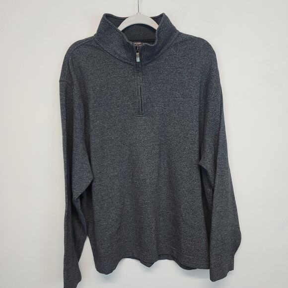 Van Heusen Pullover Mock Sweater Mens 2XL Gray Long Sleeve Quarter Zip Preppy - Picture 1 of 13